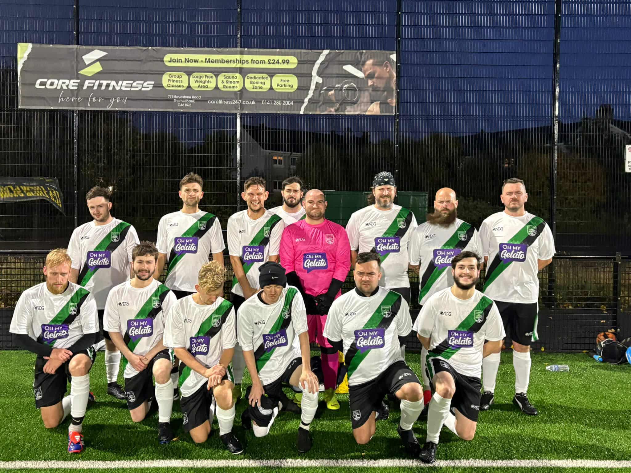 Team wearing ADG kit – red and black custom design